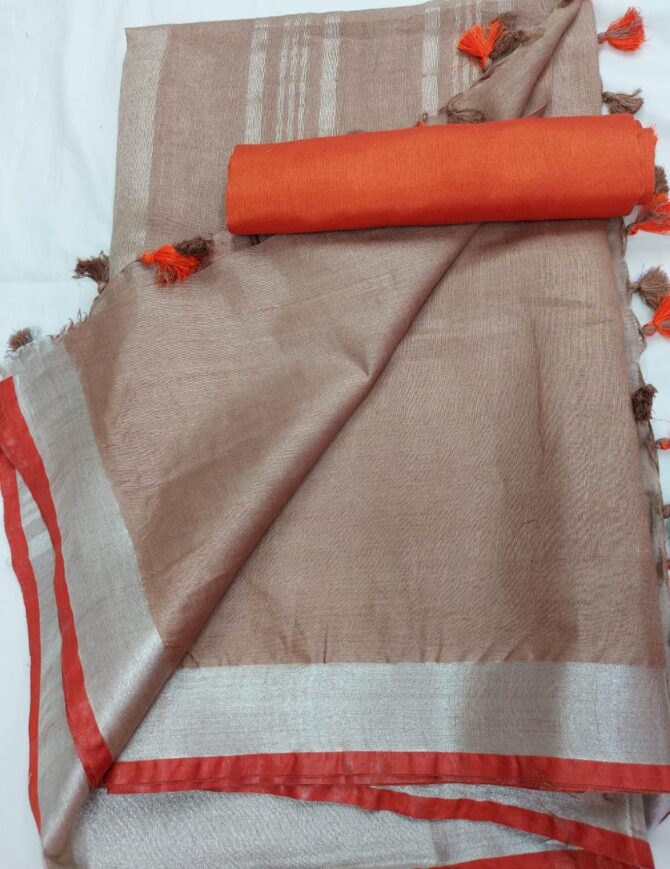 Espresso Brown Cotton Linen Saree