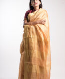 Gold Solid Tissue Linen Saree