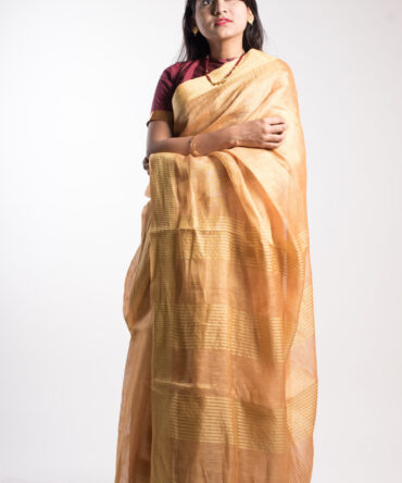Gold Solid Tissue Linen Saree