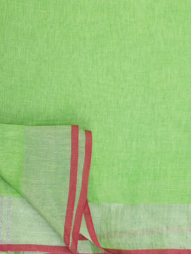 Light Green Solid Colour Linen Saree