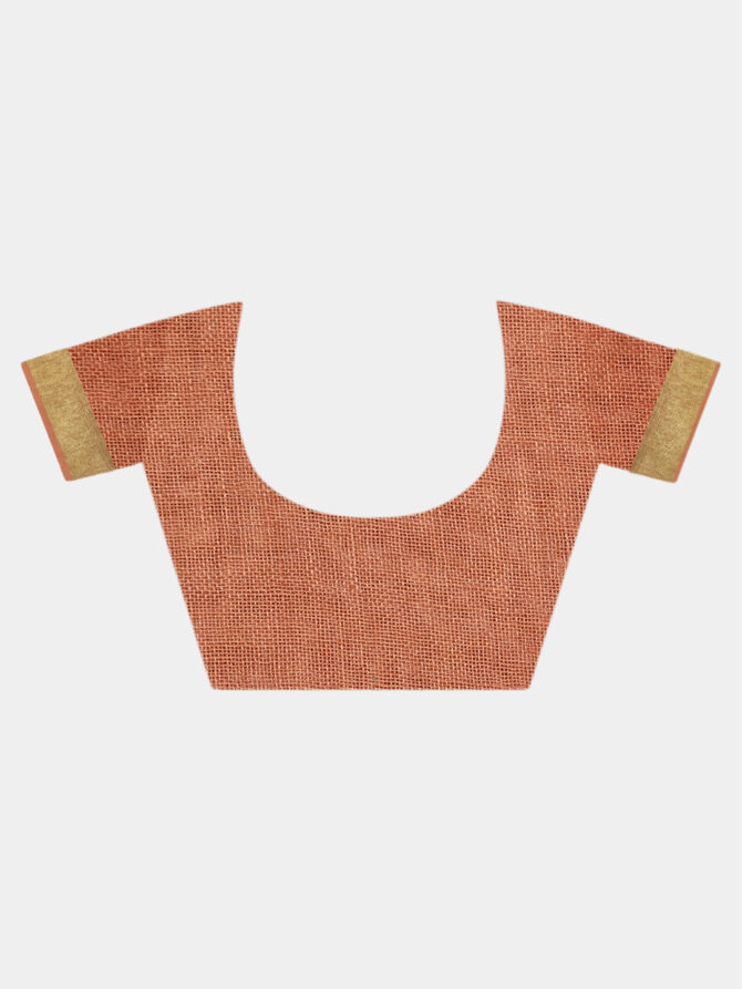 Brown with Golden Border Pure Linen Saree