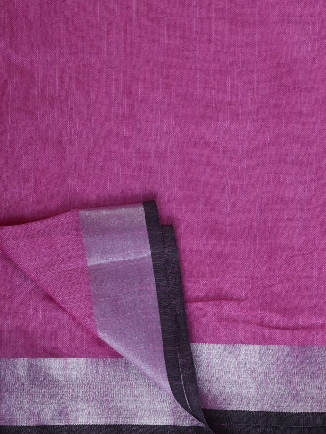 Lilac Pink Solid Colour Linen Saree
