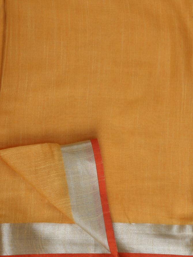 Fawn Solid Colour Linen  Saree