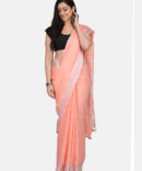 Pastel Nude With Silver Border Pure Linen Saree