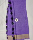 Orchid Purple Golden  Zari Border With Tassels  Solid Color Saree
