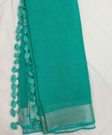 Sapphire Silver Zari Border Solid Color Saree