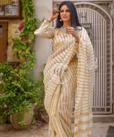 Walnut Cream Modal Silk Zari Saree
