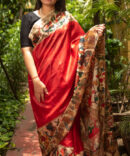 Red Kalamkari Pure Silk Saree