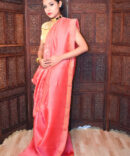 Dark Peach Solid Pure Linen Saree