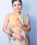 Multicolour Floral Linen Digital Print Saree