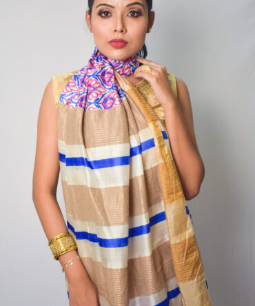 Multicolour Floral Tussar Digital Print Saree