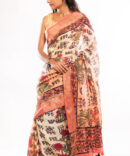 Offwhite Linen Digital Kalamkari Print Saree