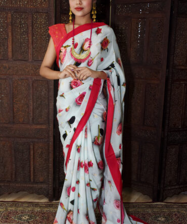 Floral Crepe Digital Printed Saree