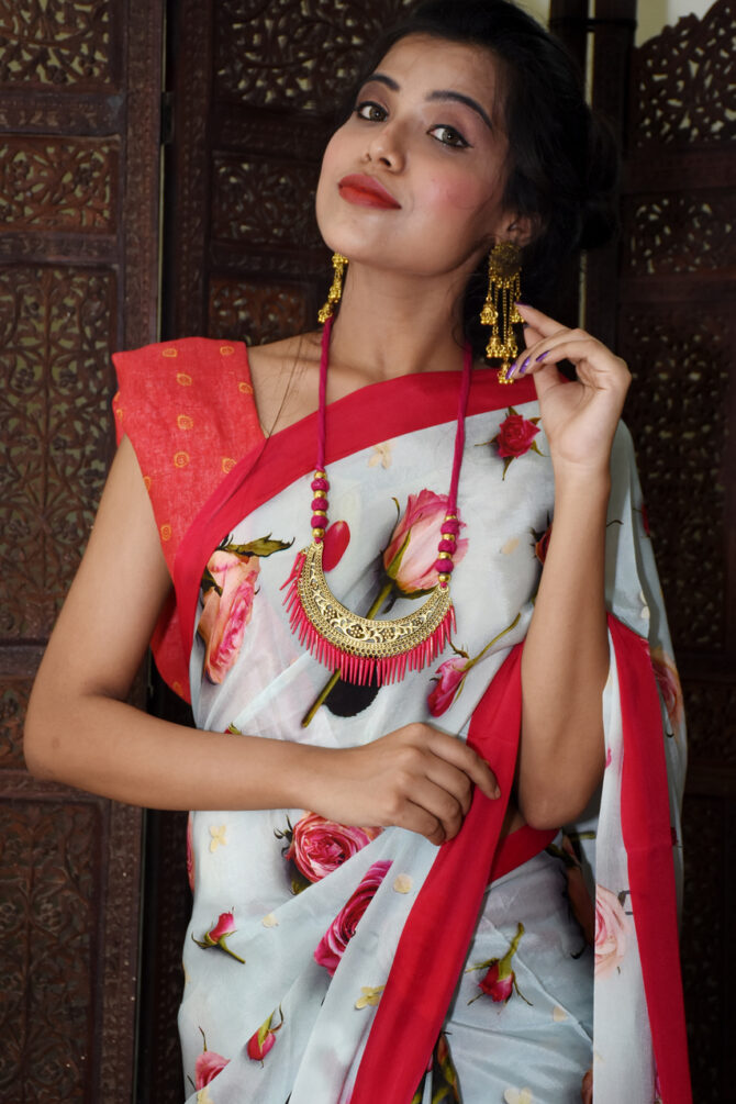 Floral Crepe Digital Printed Saree