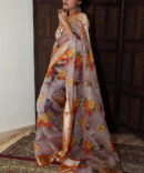 Rose Floral Organza Digital Printed Saree