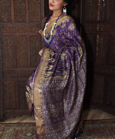 Purple Royal Linen Digital Printed Saree