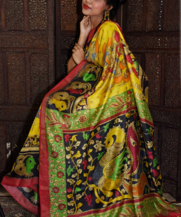 Multicolor Kalamkari Tussar Digital Printed Saree
