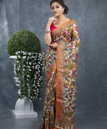Mixed Brown A Perfect Ajrakh Patola Saree