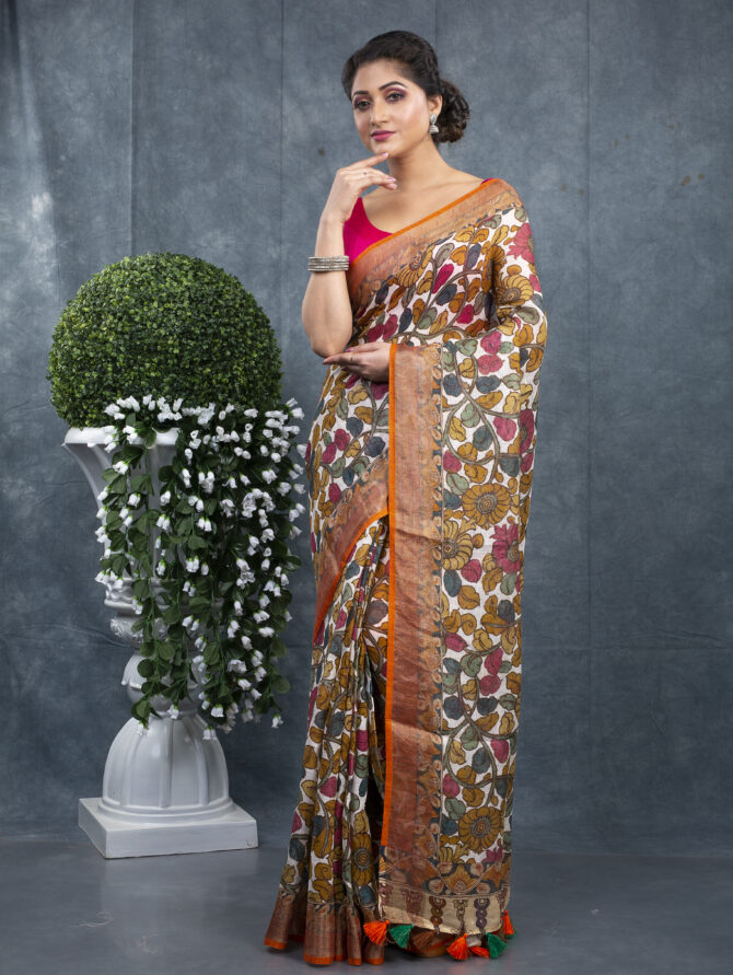 Mixed Brown A Perfect Ajrakh Patola Saree