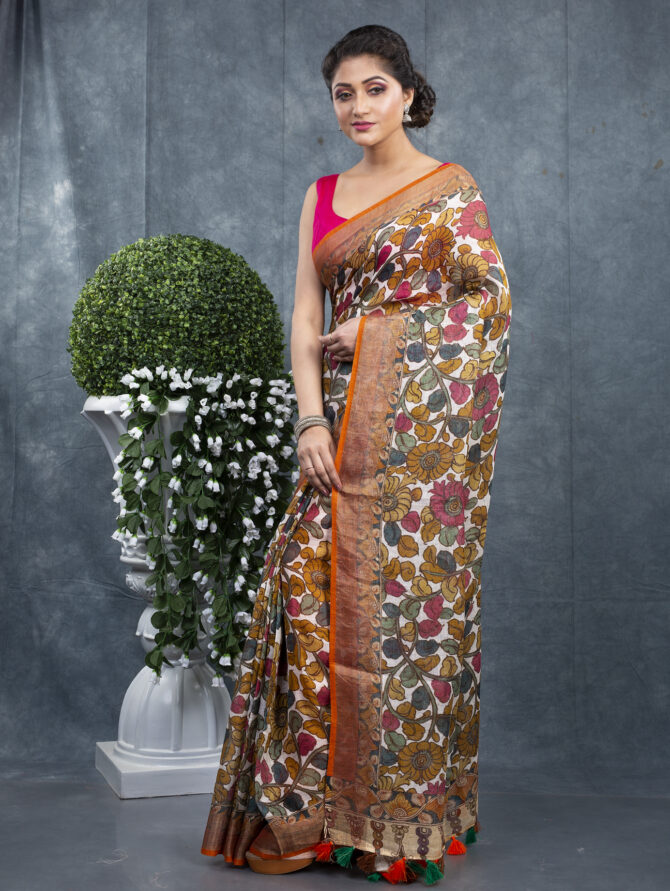 Mixed Brown A Perfect Ajrakh Patola Saree