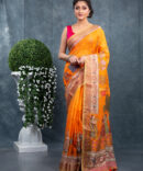 Orange Sakhiya Pichwai Digital Printed Saree