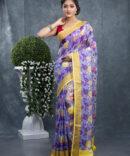 Blue Flowering Floral Printed Saree