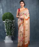 Skin In Colour Shades In Maroon A Kalamkari Printed Saree