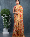 Golden With Maroon Touch-Up Ajrakh Patola Digital print Saree