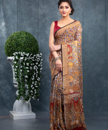 Brownish-Maroon Characterized Perfect Ajrakh Patola Saree