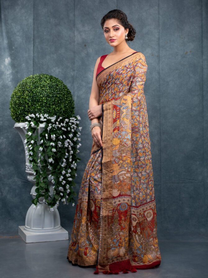 Brownish-Maroon Characterized Perfect Ajrakh Patola Saree