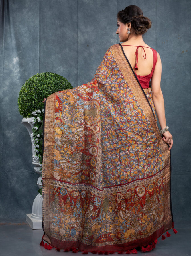 Brownish-Maroon Characterized Perfect Ajrakh Patola Saree