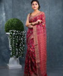 Maroon Kali's With White Doted Border A Ajrakh Patola Saree