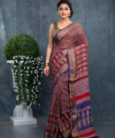 Maroon-Blue Combination in Finest Ajrakh Patola Saree
