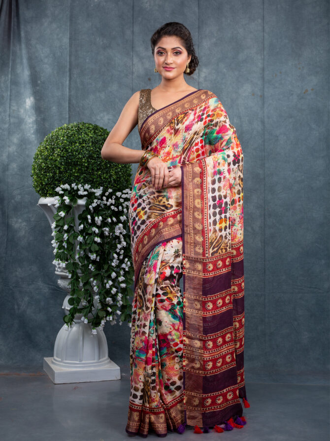 Multi-Colour Floral Delight Printed Saree