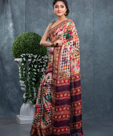 Multi-Colour Floral Delight Printed Saree