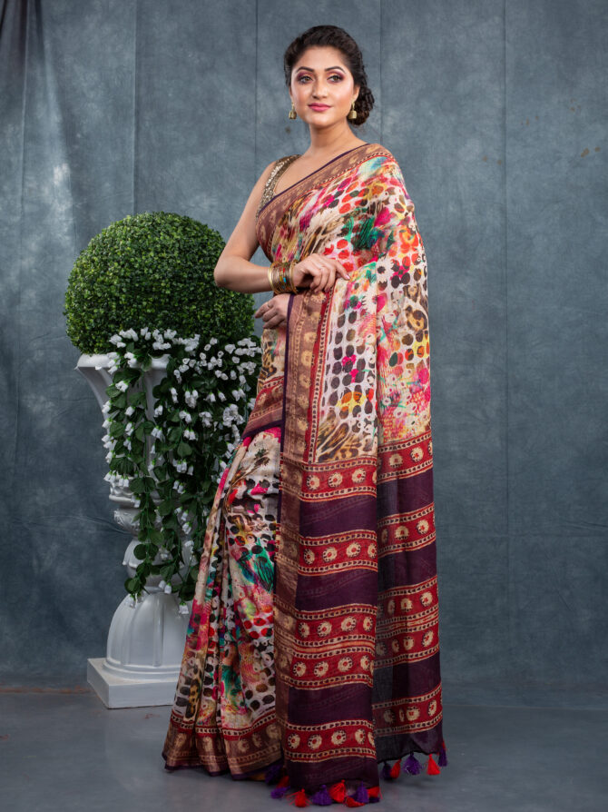 Multi-Colour Floral Delight Printed Saree