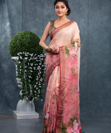 Pinky Flowery Linen Floral Digital Printed