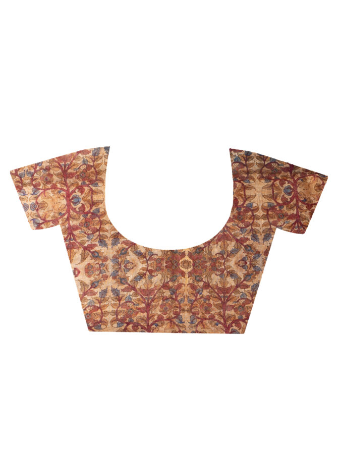 Blue-Brown Special Kalamkari Digital Printed Saree