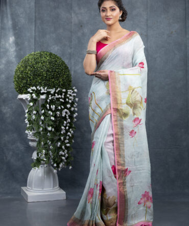 Pink Shades With Lots of Water Floral Saree