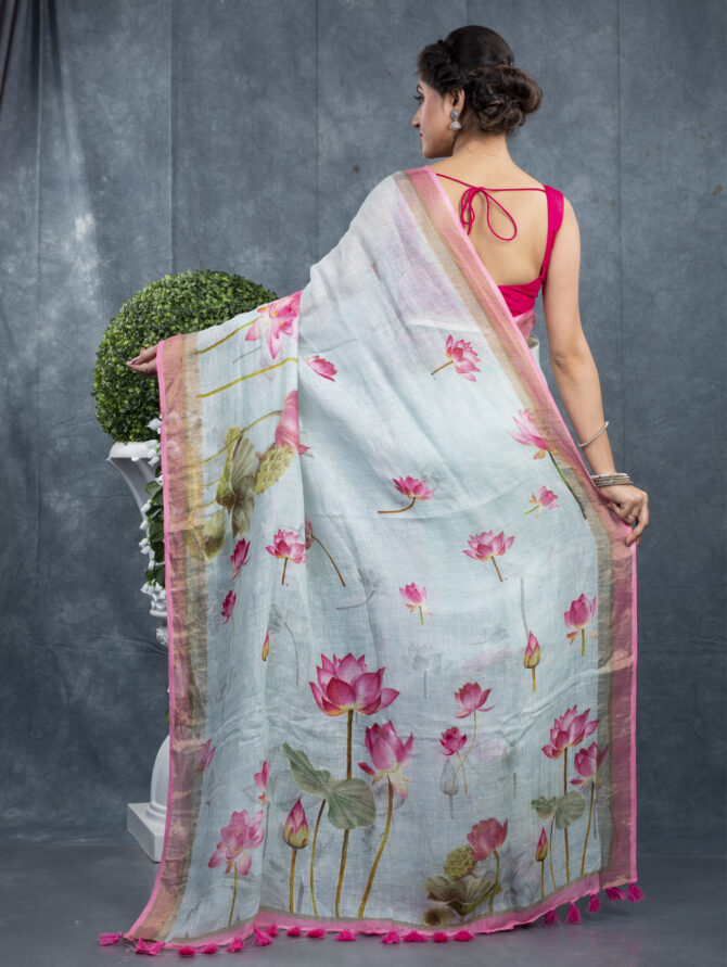 Pink Shades With Lots of Water Floral Saree