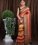 Brownish Pattern Colour In Kalamkari Designing Printed Saree