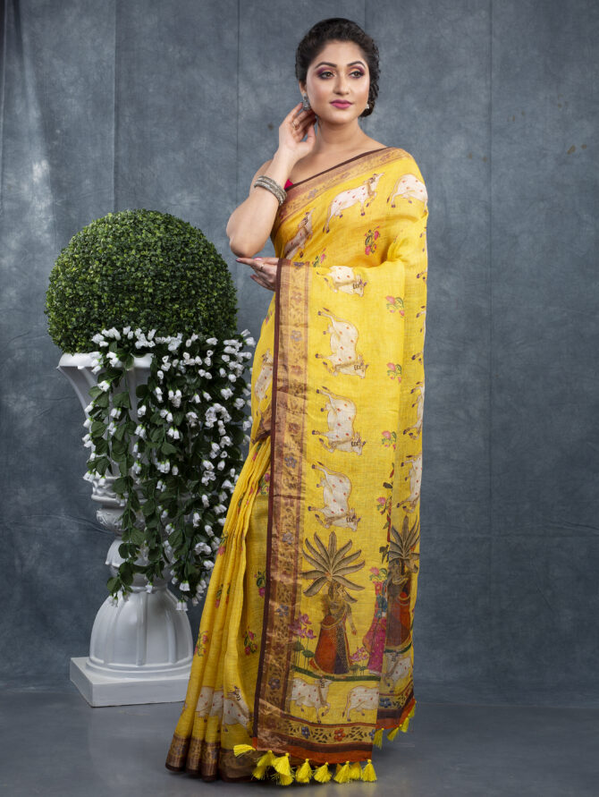 Golden Special Pichwai Digital Printed Saree