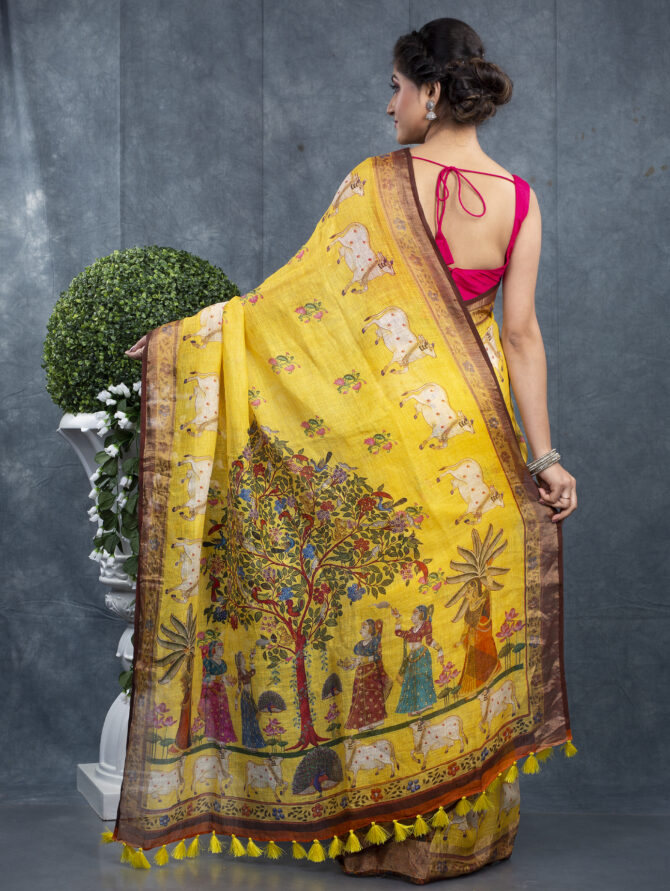 Golden Special Pichwai Digital Printed Saree
