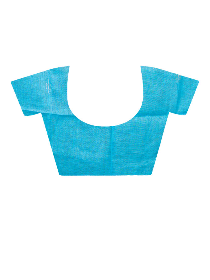 Pretty Simple Sky Blue Embroidered Linen Saree