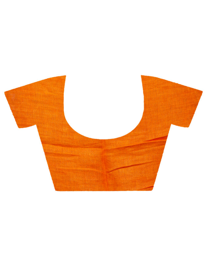 Orange Juicy With Magic Of Gold Embroidered Linen Saree