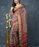Pure Mixed Gajri In Ajrakh Patola Designing Saree