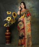 Multicolour Kalamkari Linen Digital Print Saree