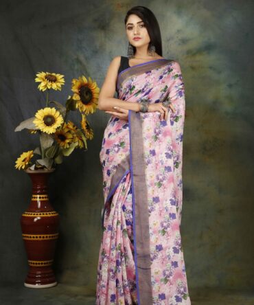 U.F Silk Floral Saree with silk mark