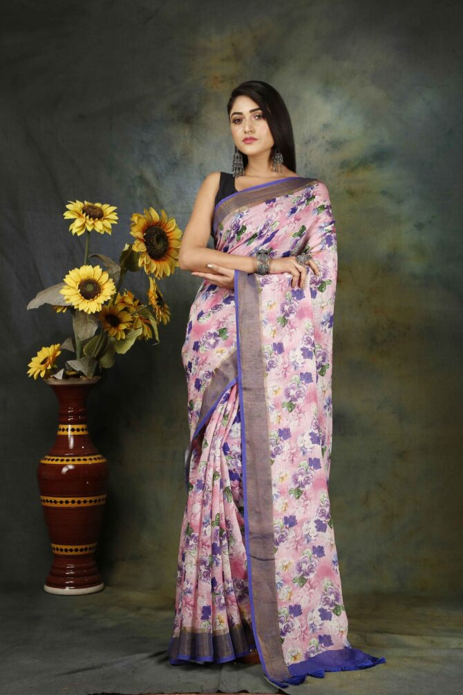 U.F Silk Floral Saree with silk mark