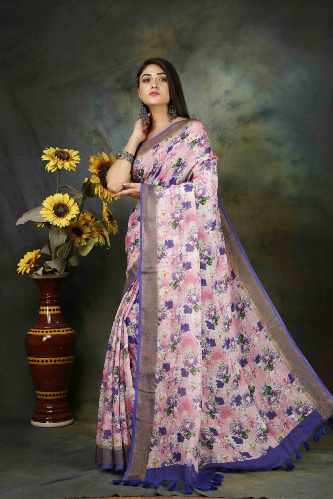 U.F Silk Floral Saree with silk mark